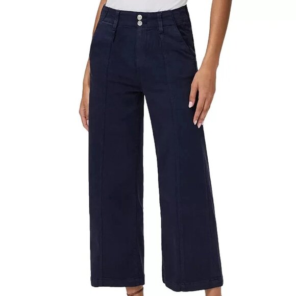 PAIGE Brooklyn High Rise Cropped Wide Leg Pants Women's 24 Vintage Cosmic Navy - Picture 1 of 12
